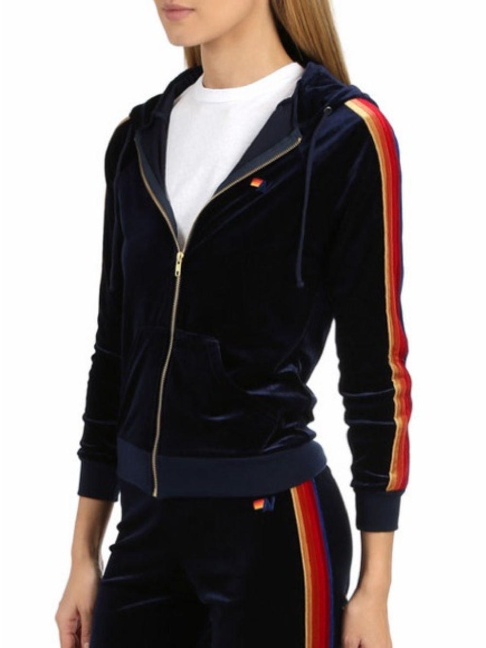 Aviator Nation Classic Velvet Relaxed Zip Hoodie Navy Blue Small EUC - Picture 2 of 14